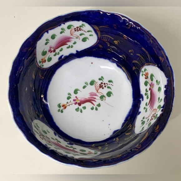 19th Century Vintage Gaudy Welsh Feather Pattern Lusterware Waste Slop Bowl - Picture 8 of 15